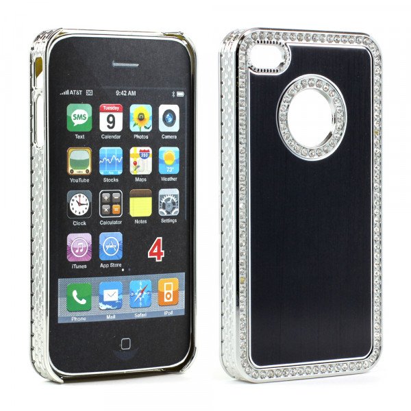 Wholesale iPhone 4 4S  Alumnium Diamond Chrome Case (Black)